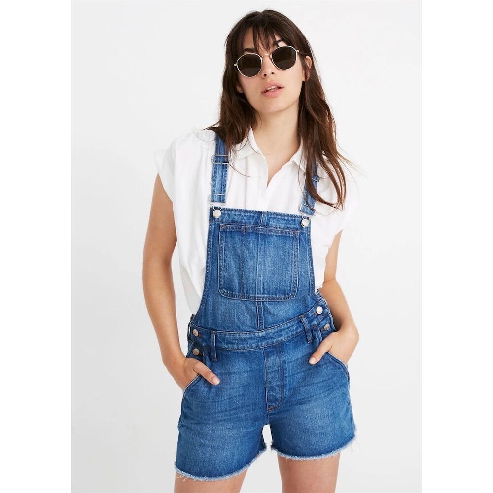 NWT Madewell Adirondack Jean Short Overalls in Denville Wash Size XS